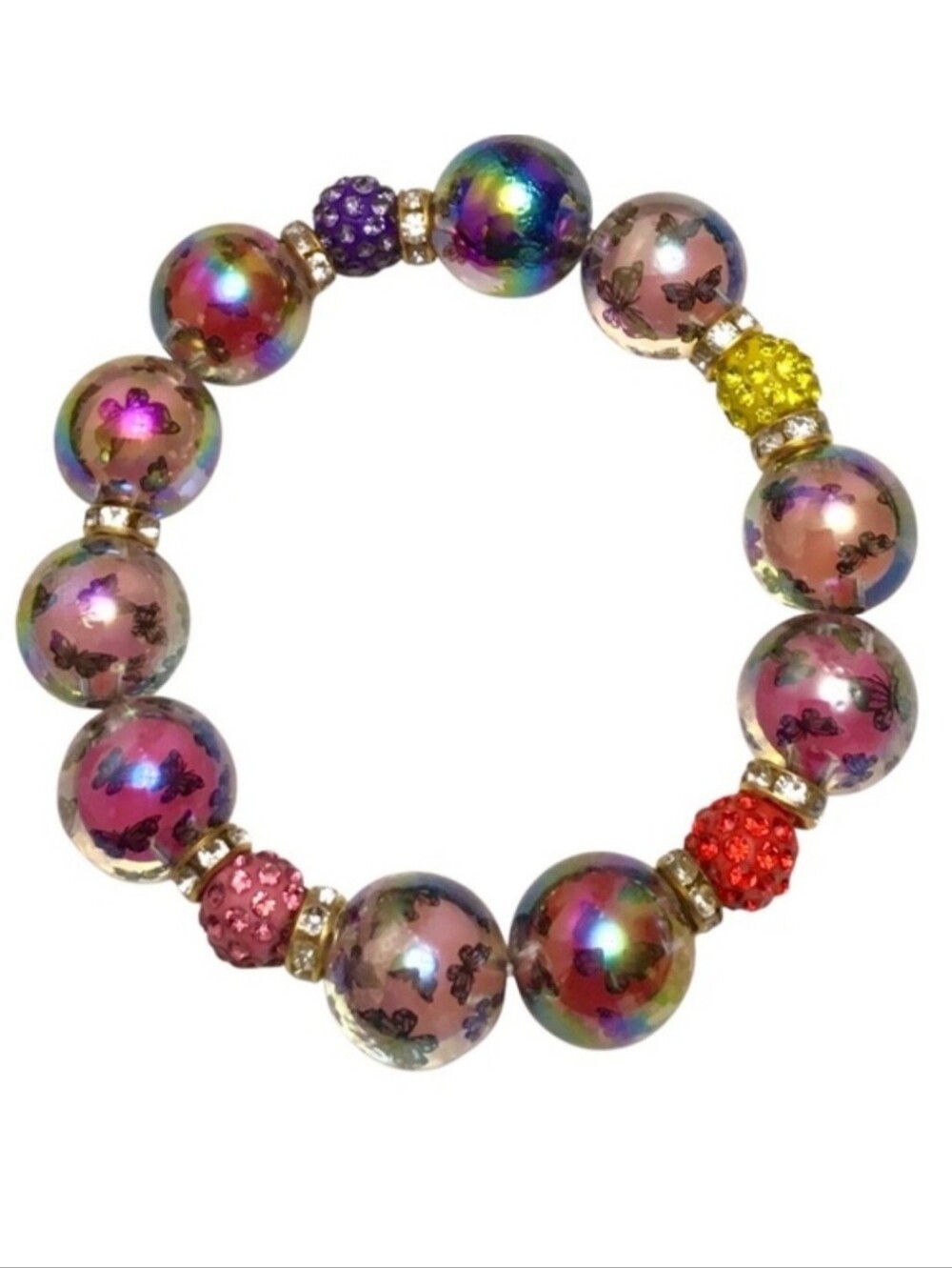 Multicolor Butterfly Chunky Beaded Bracelet 🦋💐